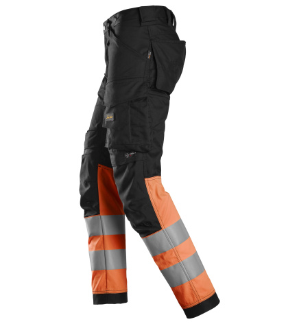 Pracovné nohavice AllroundWork Stretch reflexná trieda 1 čierne/oranžové