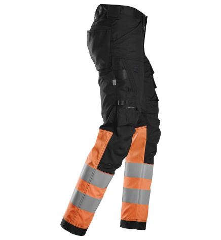 Pracovné nohavice AllroundWork Stretch reflexná trieda 1 čierne/oranžové