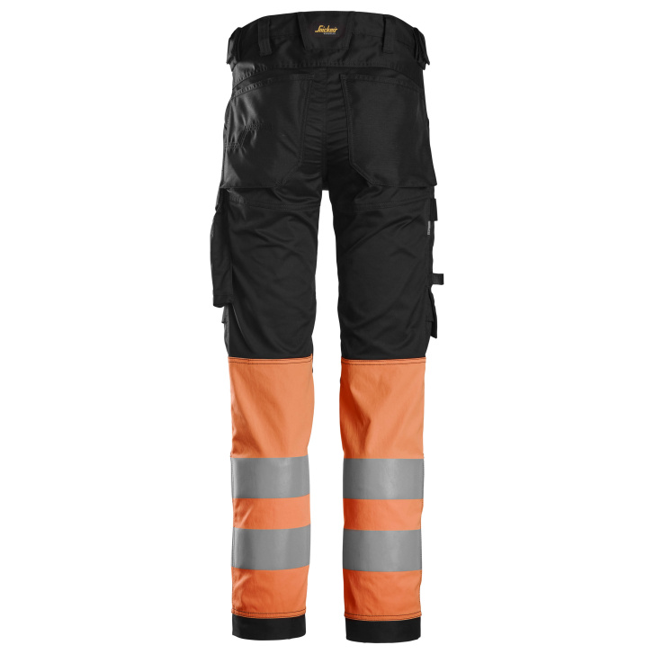 Pracovné nohavice AllroundWork Stretch reflexná trieda 1 čierne/oranžové