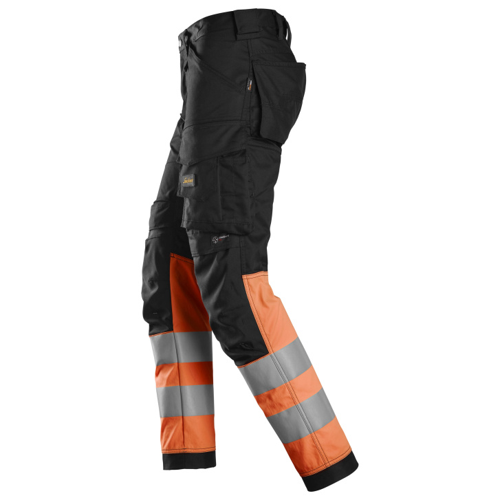 Pracovné nohavice AllroundWork Stretch reflexná trieda 1 čierne/oranžové