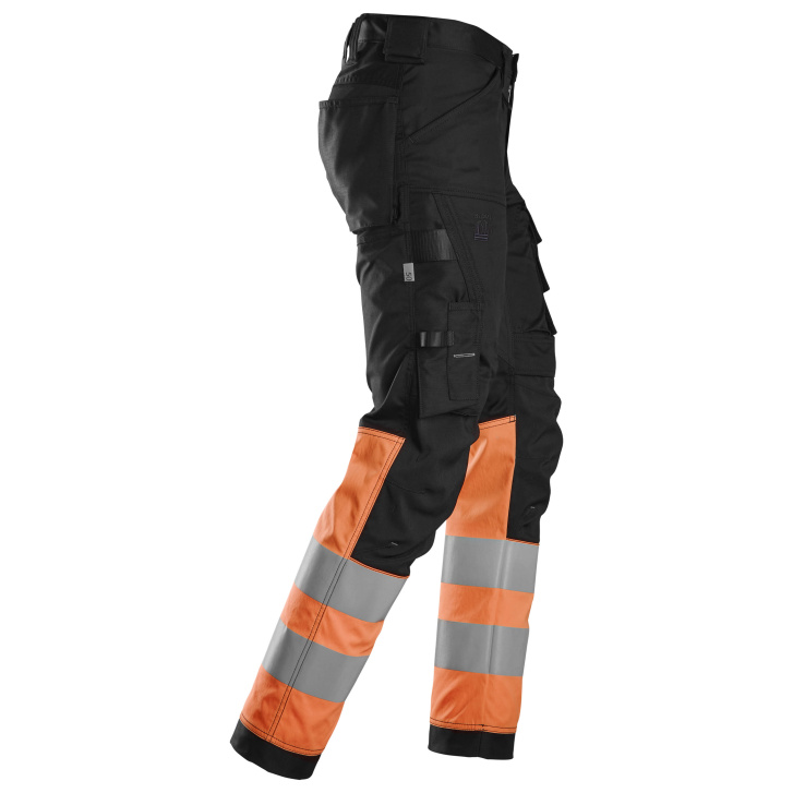 Pracovné nohavice AllroundWork Stretch reflexná trieda 1 čierne/oranžové