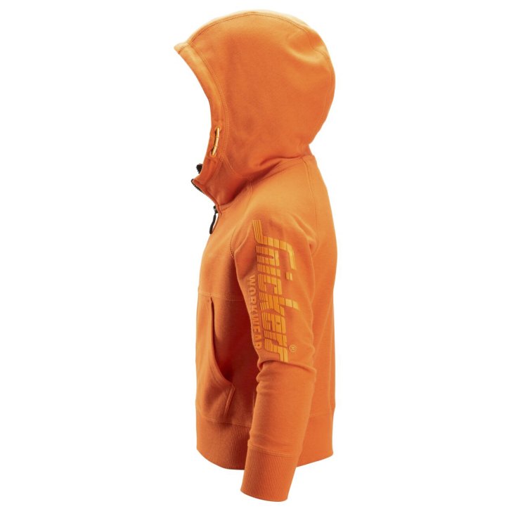 Mikina na zips s kapucňou detská oranžová