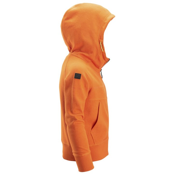 Mikina na zips s kapucňou detská oranžová